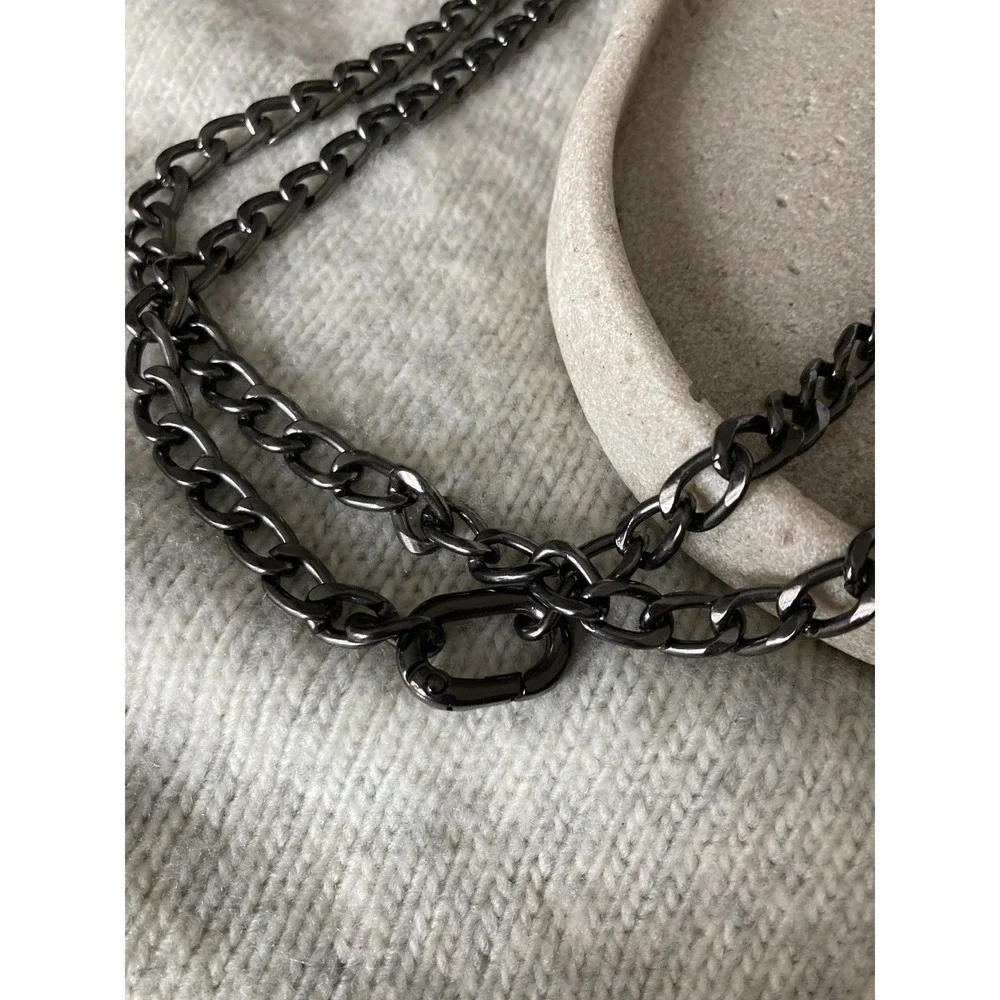 Gunmetal Gray Chain Belt Link Chain Gothic Grunge Loose Fit Adjustable